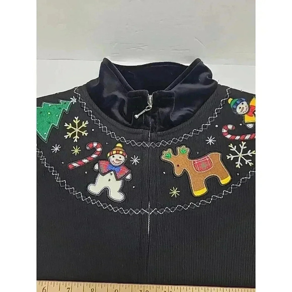 Vintage Planet & Company Christmas Sweater Women's Size Med Full Zip Embroidered - Picture 5 of 8